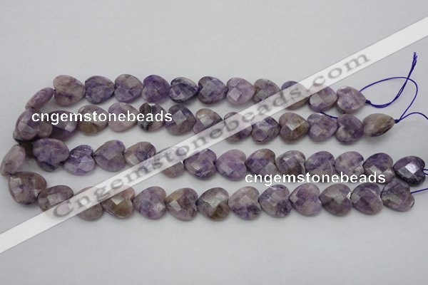 CDA325 15.5 inches 16*16mm faceted heart dyed dogtooth amethyst beads