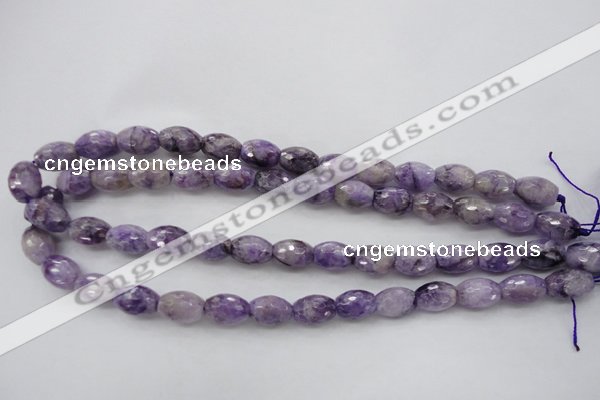 CDA333 15.5 inches 10*14mm faceted rice dyed dogtooth amethyst beads