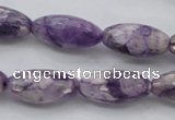 CDA334 15.5 inches 10*20mm faceted rice dyed dogtooth amethyst beads