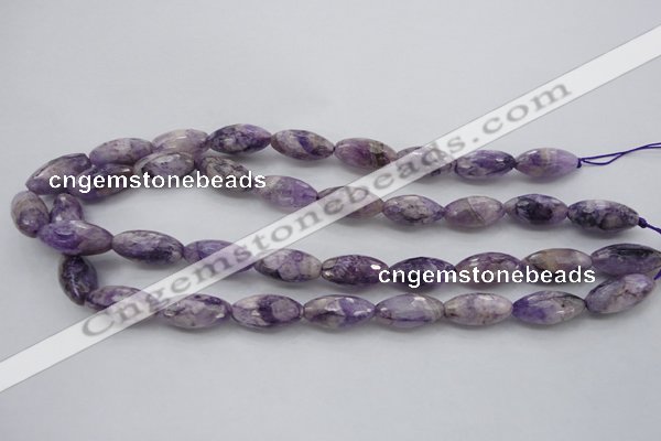 CDA334 15.5 inches 10*20mm faceted rice dyed dogtooth amethyst beads