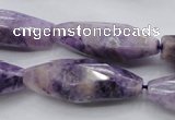 CDA335 15.5 inches 14*35mm faceted rice dyed dogtooth amethyst beads