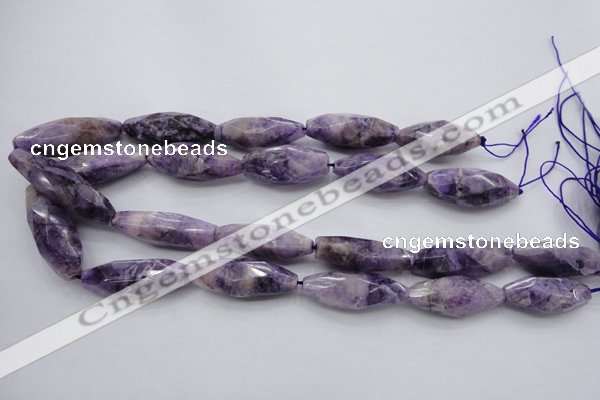 CDA335 15.5 inches 14*35mm faceted rice dyed dogtooth amethyst beads