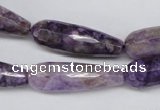 CDA341 15.5 inches 10*30mm faceted teardrop dyed dogtooth amethyst beads