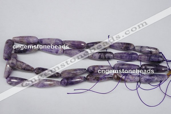 CDA341 15.5 inches 10*30mm faceted teardrop dyed dogtooth amethyst beads