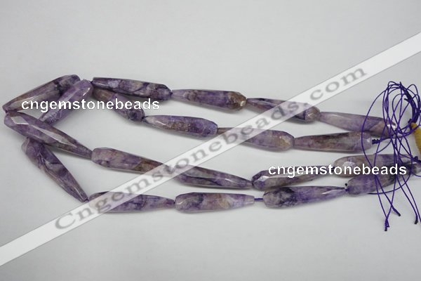 CDA342 15.5 inches 10*40mm faceted teardrop dyed dogtooth amethyst beads