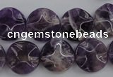 CDA37 15.5 inches 16mm wavy coin dogtooth amethyst beads