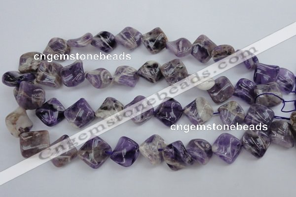 CDA39 15.5 inches 16*16mm twisted diamond dogtooth amethyst beads