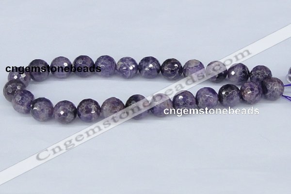 CDA63 15.5 inches 16mm faceted round dogtooth amethyst beads