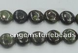 CDB205 15.5 inches 10mm flat round natural dragon blood jasper beads