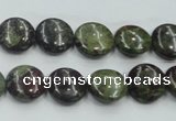 CDB206 15.5 inches 12mm flat round natural dragon blood jasper beads