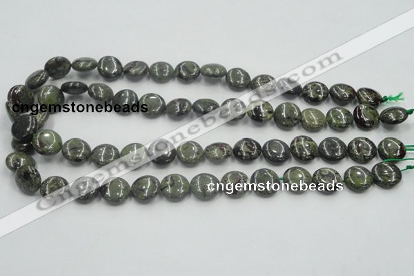 CDB207 15.5 inches 14mm flat round natural dragon blood jasper beads