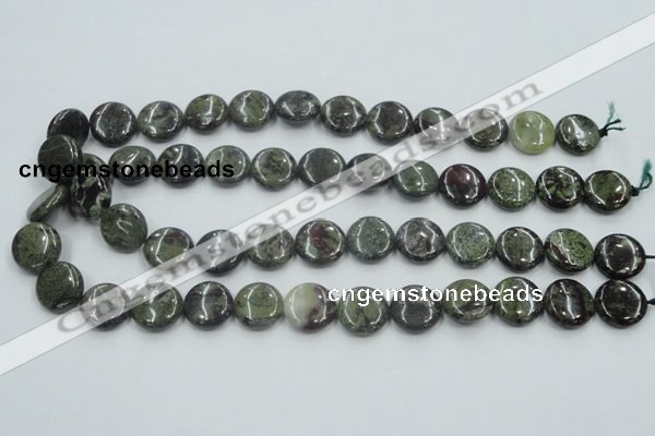 CDB208 15.5 inches 16mm flat round natural dragon blood jasper beads