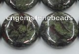 CDB210 15.5 inches 25mm flat round natural dragon blood jasper beads