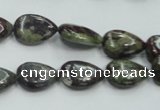 CDB215 15.5 inches 10*14mm flat teardrop natural dragon blood jasper beads