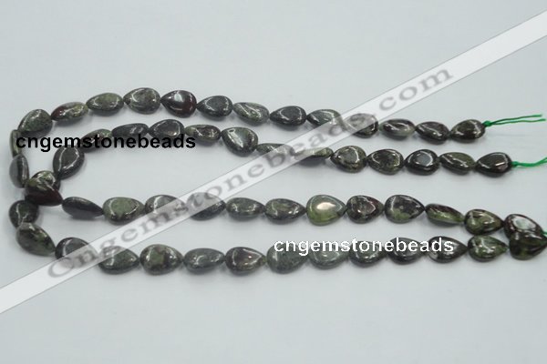 CDB215 15.5 inches 10*14mm flat teardrop natural dragon blood jasper beads