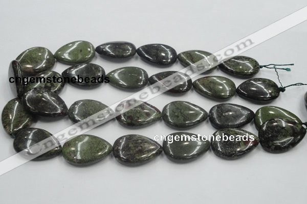 CDB219 15.5 inches 22*30mm flat teardrop natural dragon blood jasper beads