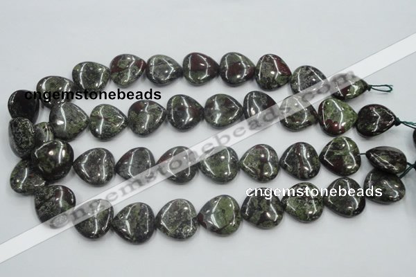 CDB220 15.5 inches 20*20mm heart natural dragon blood jasper beads