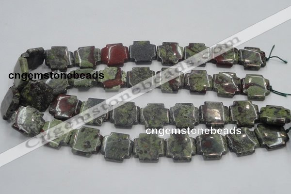 CDB224 15.5 inches 20*20mm cross natural dragon blood jasper beads