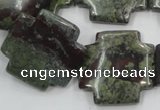 CDB225 15.5 inches 25*25mm cross natural dragon blood jasper beads