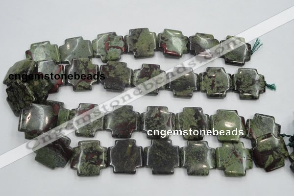 CDB225 15.5 inches 25*25mm cross natural dragon blood jasper beads