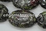 CDB248 15.5 inches 22*30mm carved oval natural dragon blood jasper beads