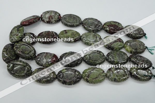 CDB248 15.5 inches 22*30mm carved oval natural dragon blood jasper beads