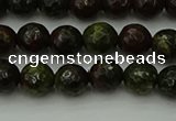 CDB310 15.5 inches 4mm faceted round dragon blood jasper beads