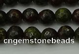 CDB311 15.5 inches 6mm faceted round dragon blood jasper beads