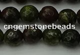 CDB312 15.5 inches 8mm faceted round dragon blood jasper beads