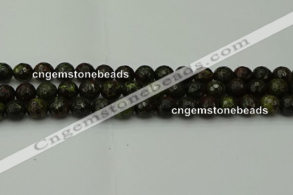 CDB314 15.5 inches 12mm faceted round dragon blood jasper beads