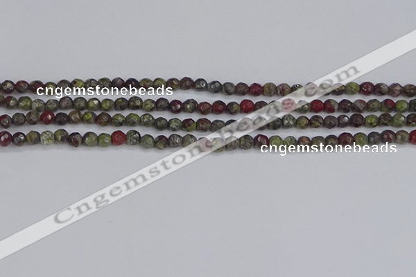 CDB320 15.5 inches 4mm faceted round dragon blood jasper beads