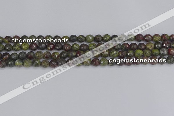 CDB321 15.5 inches 6mm faceted round dragon blood jasper beads