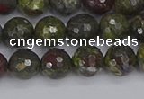 CDB322 15.5 inches 8mm faceted round dragon blood jasper beads