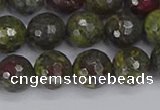 CDB323 15.5 inches 10mm faceted round dragon blood jasper beads