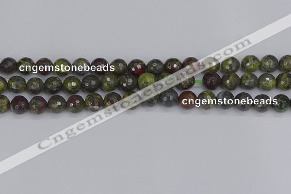 CDB323 15.5 inches 10mm faceted round dragon blood jasper beads