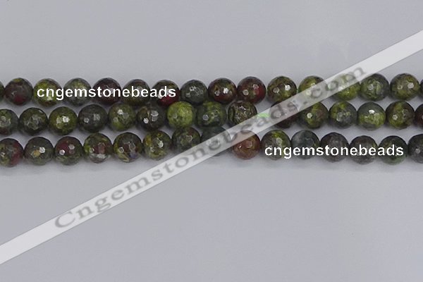 CDB324 15.5 inches 12mm faceted round dragon blood jasper beads