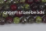 CDB328 15.5 inches 4mm faceted round A grade dragon blood jasper beads