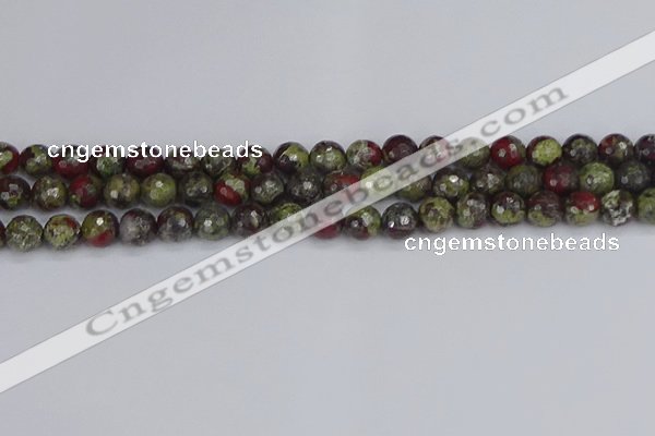 CDB330 15.5 inches 8mm faceted round A grade dragon blood jasper beads