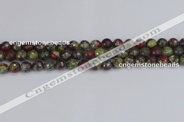 CDB331 15.5 inches 10mm faceted round A grade dragon blood jasper beads