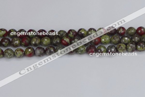 CDB332 15.5 inches 12mm faceted round A grade dragon blood jasper beads