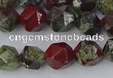 CDB337 15.5 inches 8mm faceted nuggets dragon blood jasper beads