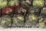 CDB350 15 inches 6mm faceted round dragon blood jasper beads