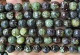 CDB363 15 inches 10mm faceted round dragon blood jasper beads