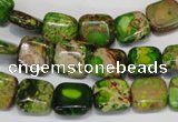 CDE120 15.5 inches 10*10mm square dyed sea sediment jasper beads