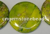 CDE129 15.5 inches 44mm flat round dyed sea sediment jasper beads