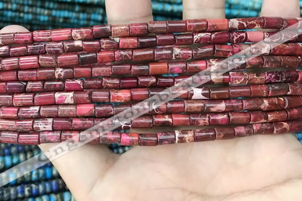 CDE1301 15.5 inches 4*6mm tube sea sediment jasper beads