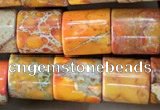 CDE1340 15.5 inches 8*8mm tube sea sediment jasper beads