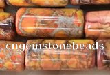 CDE1350 15.5 inches 8*16mm tube sea sediment jasper beads