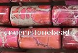 CDE1352 15.5 inches 8*16mm tube sea sediment jasper beads