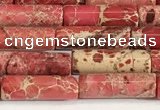 CDE1423 15.5 inches 4*13mm tube sea sediment jasper beads wholesale